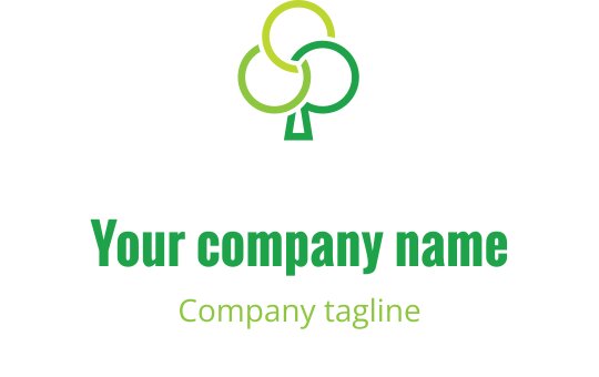 Modern boom logo ontwerp met overlappende groene cirkels en stam