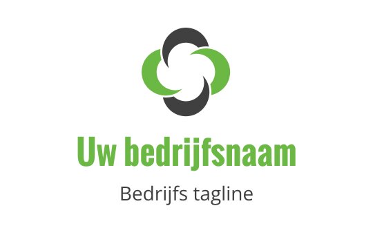 Modern logo ontwerp met in elkaar grijpende groene en grijze vormen