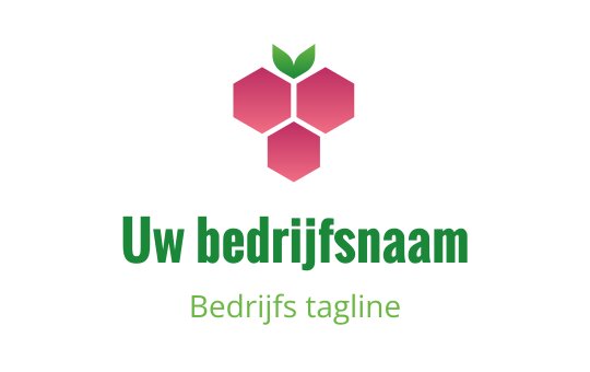 Modern roze hexagon logo ontwerp met groene bladvormen