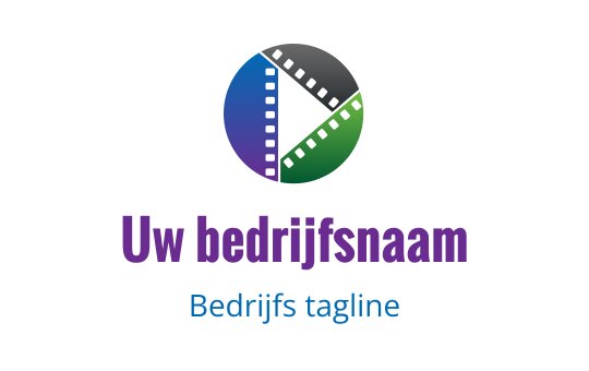 Kleurrijk rond logo ontwerp met filmstripsegmenten in blauw, groen en zwart