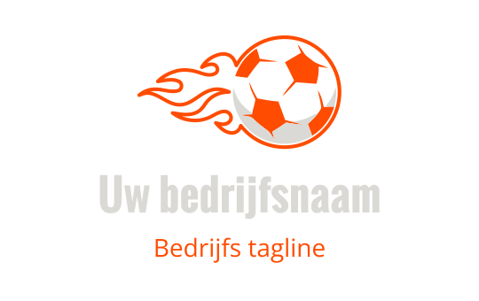 Dynamisch logo ontwerp van een voetbal met vlammen in oranje en zwart