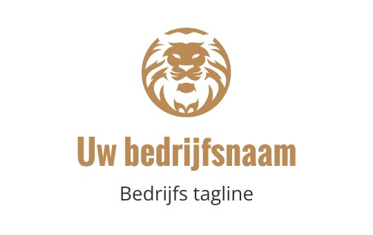 Dapper leeuwenkop logo ontwerp in gouden en zwarte kleuren