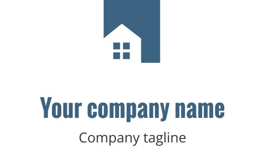 Modern teal logo ontwerp met een gestileerde huis silhouet