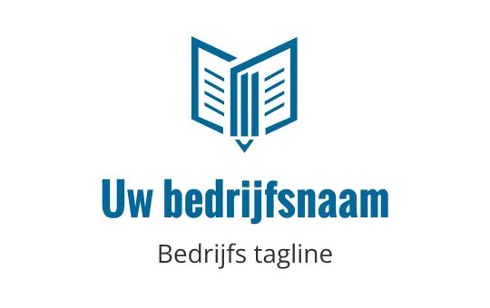 Modern blauw boek logo ontwerp met open pagina's en een potlood