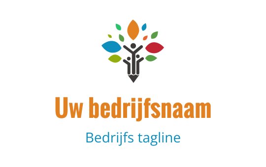 Kleurrijk boom logo ontwerp met bladeren en een menselijke figuur aan de basis