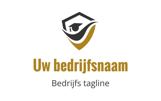 Modern schild logo ontwerp met een afstudeerhoed en gouden accenten