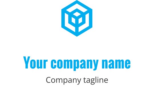 Modern blauw kubus logo ontwerp met geometrische elementen