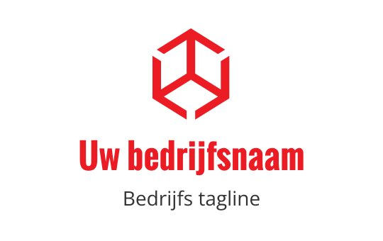 Modern rood hexagonaal logo ontwerp met vetgedrukte typografie