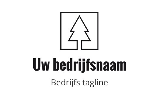 Minimalistisch logo ontwerp met een gestileerde boom in een vierkant kader