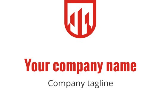Modern rood logo ontwerp met een gestileerde gebouwsilhouet