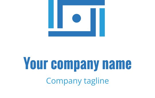 Modern blauw en teal logo ontwerp met een gestileerde cameravorm