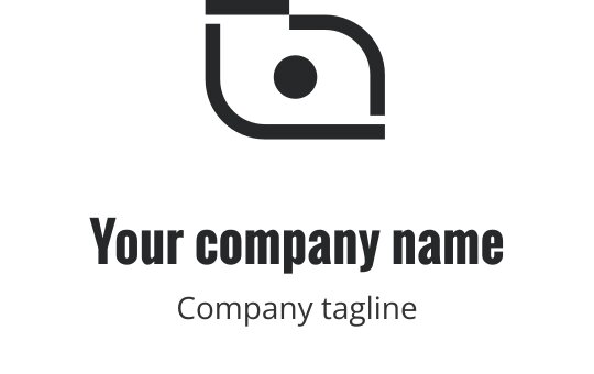Strak grijs logo ontwerp met een gestileerde cameraomtrek