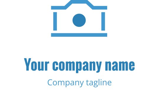 Modern blauw en teal logo ontwerp met een gestileerde cameravorm
