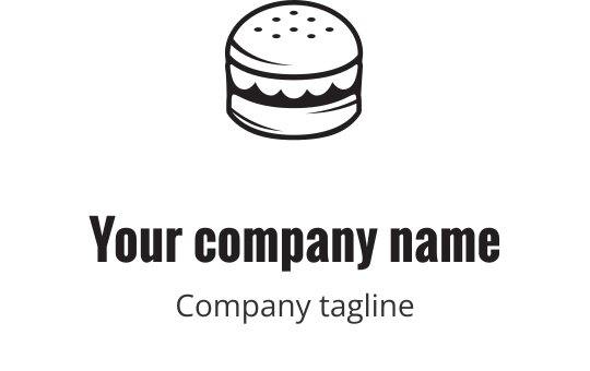 Dik zwart logo ontwerp met een gestileerde burger en gelaagde elementen