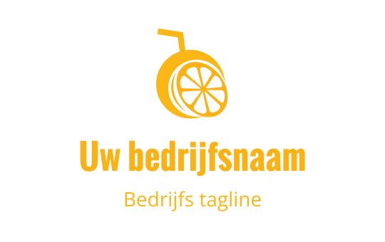 Modern oranje citrus logo ontwerp met een rietje en gesneden fruit