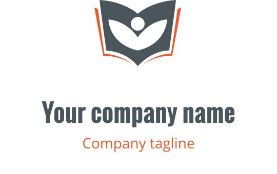 Modern logo ontwerp met verweven vormen in koraal en grijs