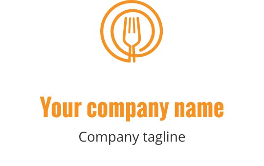 Modern logo ontwerp met een vork binnen een cirkelvormige omtrek
