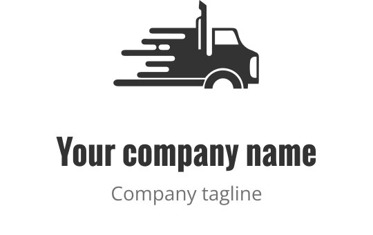 Dynamisch vrachtwagen logo ontwerp met bewegingslijnen in donkergrijs