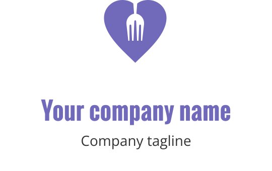 Modern blauw logo ontwerp met gestileerde vorken in een dynamische opstelling