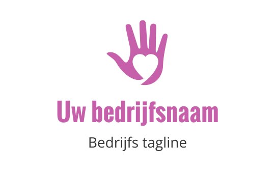 Creatief logo ontwerp met een roze hand en een hartvorm