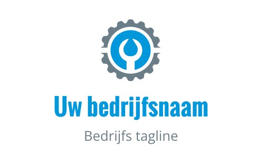 Modern logo ontwerp met een blauwe en grijze moersleutel