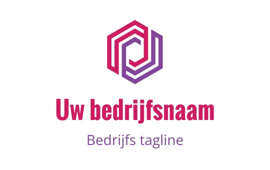 Modern hexagonaal logo ontwerp met gelaagde rode en paarse lijnen
