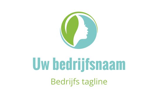 Elegant logo ontwerp met een profielsilhouet binnen een cirkelvormige groene en blauwe vorm