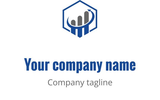 Modern logo ontwerp met een teal en grijze staafgrafiek met een opwaartse trend