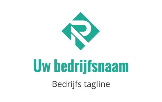 Modern teal logo met een gestileerde letter "R" in een diamantvorm