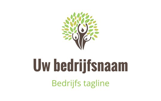 Modern boom logo ontwerp met groene bladeren en een bruine stam