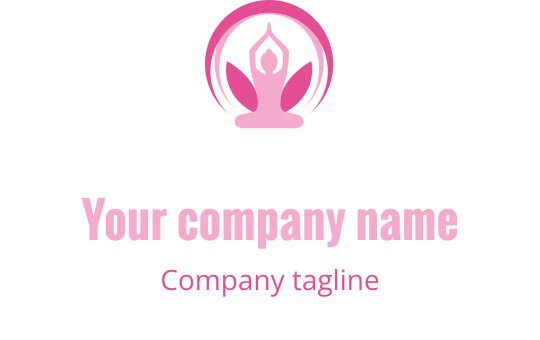 Elegant roze logo ontwerp met een meditatieve figuur en lotusbladeren