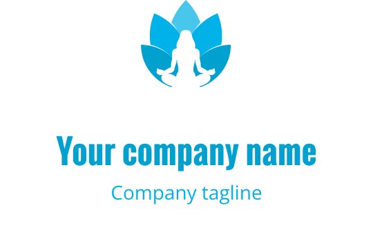 Serene lotus bloem logo ontwerp met een mediterende figuur in blauw