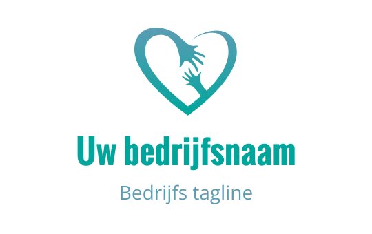 Hartvormig logo ontwerp met twee handen in teal tinten