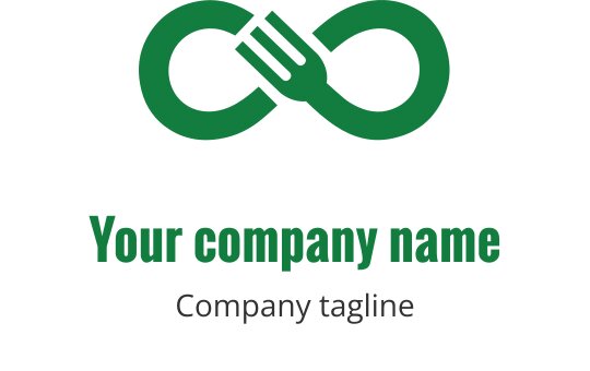 Modern groen logo ontwerp met verstrengelde vorken in een oneindigheidsvorm