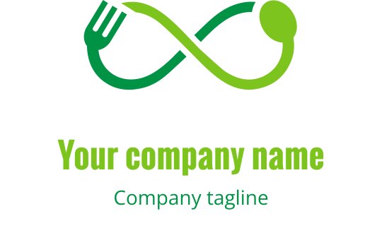 Modern logo ontwerp met verstrengelde groene en limoen vorken in een oneindigheidsvorm