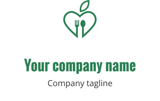 Vers groen logo ontwerp met een gestileerd blad en vork