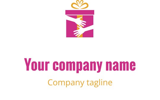 Elegant rood en goud logo ontwerp met een gestileerde cadeau doos