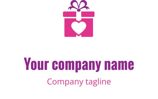 Charmant roze en paarse logo ontwerp met een gestileerde cadeau doos