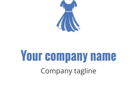 Stijlvol blauw jurk logo ontwerp met vloeiende stofdetails
