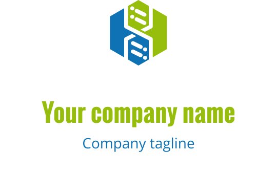 Modern hexagonaal logo ontwerp met blauwe en groene elementen