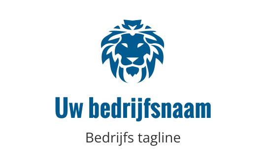 Dapper leeuwenkop logo ontwerp in blauw met een sterke uitstraling
