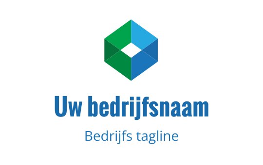 Modern geometrisch logo met een groene en blauwe hexagonale vorm