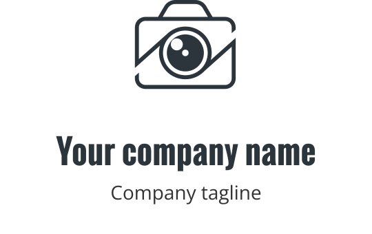Modern logo ontwerp van een camera met een ronde lens en strakke lijnen
