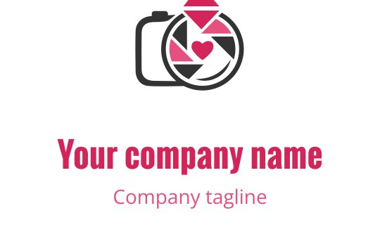 Elegant logo ontwerp met een roze en rode trouwcamera