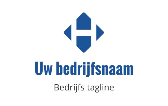 Modern blauw logo ontwerp met een gestileerde letter H en geometrische vormen