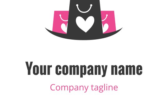 Stijlvol roze en grijs logo ontwerp met een moderne tas silhouet