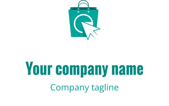Teal logo ontwerp met een gestileerde winkelzak in een moderne stijl