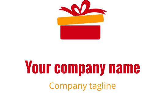 Levendig oranje en rode logo ontwerp met een gestileerde cadeau doos