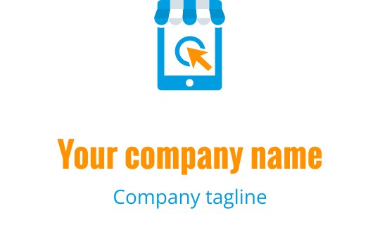 Modern logo ontwerp met een winkelwagentje en smartphone met een pijl