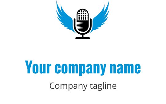 Modern blauw logo ontwerp met een gestileerd radiogolfmotief